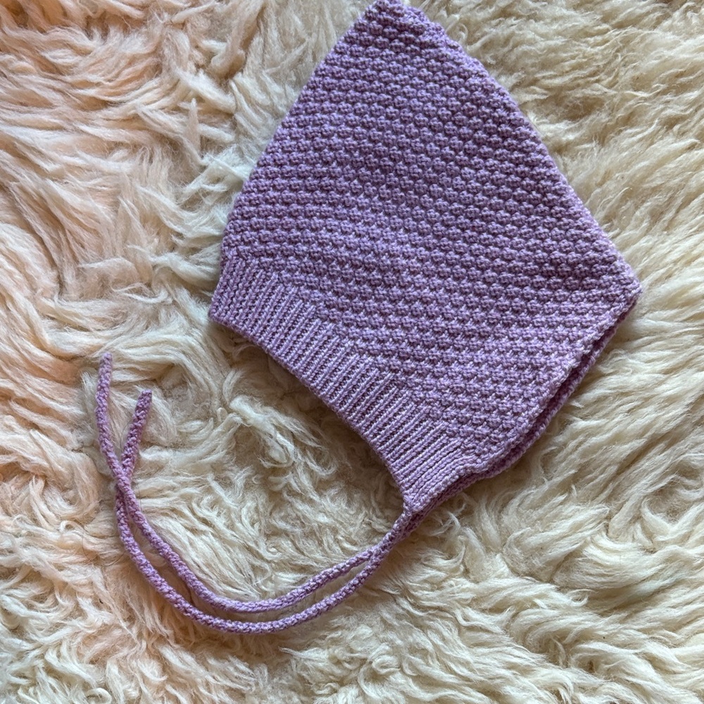 Sloomb 100% Merino wool seed bonnet Textured Knit Baby Bonnet sz S